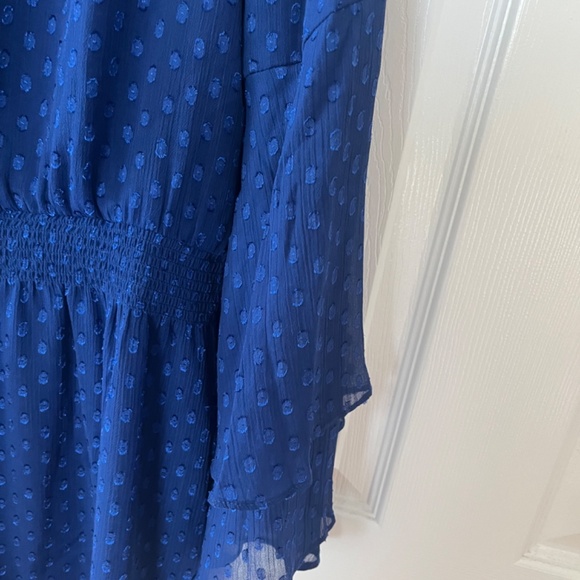 WHBM Long Sleeve Clipped Jacquard Boho Dress, Blue Depths, 16 - Picture 5 of 10